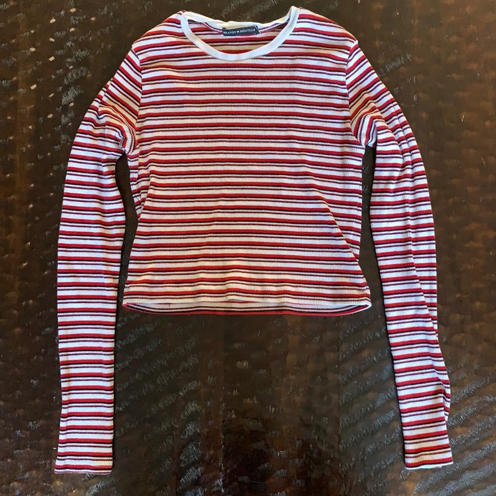 Brandy Melville cropped, striped, long-sleeve